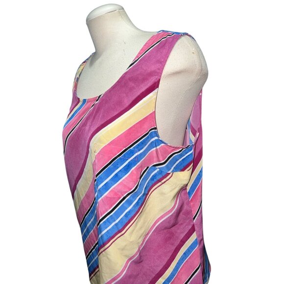 Croft & Barrow Womens Sz XL Sleeveless Multicolor Striped Tank Top Blouse - Picture 7 of 11